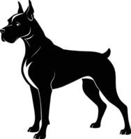 schwarz und Weiß Silhouette von ein Boxer Hund Stehen vektor