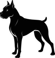 schwarz und Weiß Silhouette von ein Boxer Hund Stehen vektor