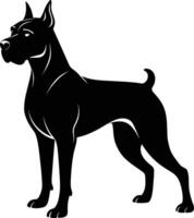 svart och vit silhuett av en boxare hund stående vektor