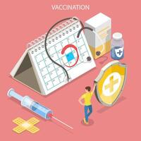 isometrisk platt begrepp av vaccination kampanj och sjukvård. vektor