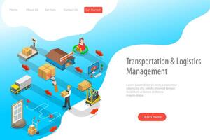 isometrisk platt landning sida mall av uttrycka leverans service. vektor