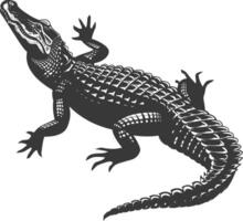 Silhouette Alligator Tier schwarz Farbe nur voll Körper vektor