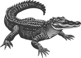 Silhouette Alligator Tier schwarz Farbe nur voll Körper vektor