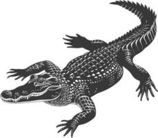 Silhouette Alligator Tier schwarz Farbe nur voll Körper vektor