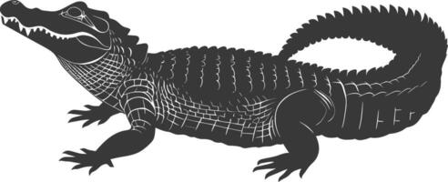 Silhouette Alligator Tier schwarz Farbe nur voll Körper vektor