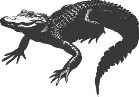 Silhouette Alligator Tier schwarz Farbe nur voll Körper vektor