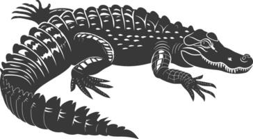 silhuett alligator djur- svart Färg endast full kropp vektor