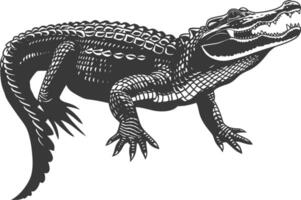 Silhouette Alligator Tier schwarz Farbe nur voll Körper vektor