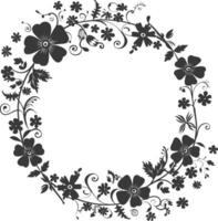 Blumen- runden Linie Frames Hochzeit Einladung Element schwarz Farbe nur vektor