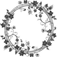 Blumen- runden Linie Frames Hochzeit Einladung Element schwarz Farbe nur vektor