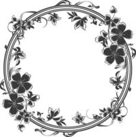 Blumen- runden Linie Frames Hochzeit Einladung Element schwarz Farbe nur vektor