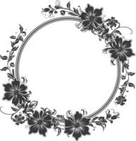 Blumen- runden Linie Frames Hochzeit Einladung Element schwarz Farbe nur vektor