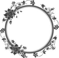 Blumen- runden Linie Frames Hochzeit Einladung Element schwarz Farbe nur vektor