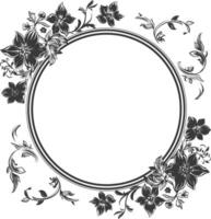 Blumen- runden Linie Frames Hochzeit Einladung Element schwarz Farbe nur vektor