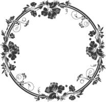 Blumen- runden Linie Frames Hochzeit Einladung Element schwarz Farbe nur vektor