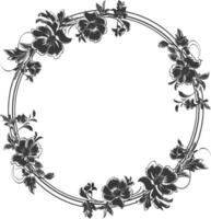 Blumen- runden Linie Frames Hochzeit Einladung Element schwarz Farbe nur vektor