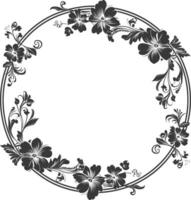 Blumen- runden Linie Frames Hochzeit Einladung Element schwarz Farbe nur vektor