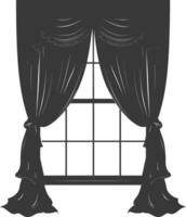 Silhouette ästhetisch Fenster mit Vorhang schwarz Farbe nur vektor