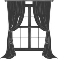 Silhouette ästhetisch Fenster mit Vorhang schwarz Farbe nur vektor