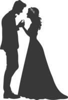 Silhouette Hochzeit Vorschlag durch Paar schwarz Farbe nur vektor