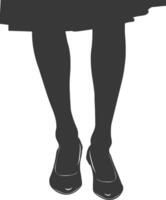 silhuett kvinna platt skor svart Färg endast vektor