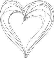 ett kontinuerlig linje teckning av kärlek hjärta symbol svart Färg endast vektor