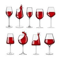 vin glas uppsättning tecknad serie illustration vektor