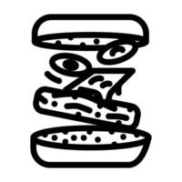 burger snabb mat linje ikon illustration vektor