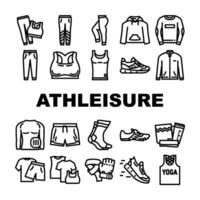 Athleisure Kleidung Frau Mode Symbole einstellen vektor