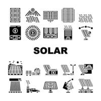sol- paneler energi kraft Sol ikoner uppsättning vektor