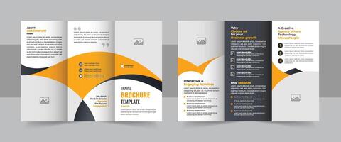 resa företag PR broschyr mall, kreativ och professionell resa byrå trifold broschyr layout vektor