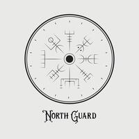 vegvisir viking kompass linje ikon. illustration isolerat på grå bakgrund vektor