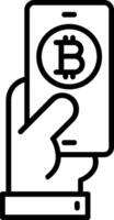 betala bitcoin linje ikon vektor