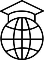 Symbol für die Linie „Studieren im Ausland“. vektor