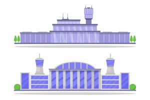 flygplats byggnader på vit bakgrund vektor