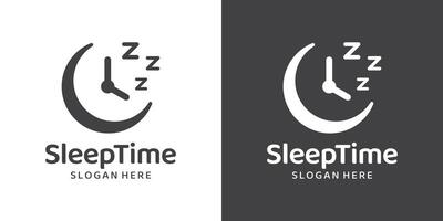 Schlaf Zeit Logo Design Vorlage. Alarm Uhr mit Mond Design Grafik Illustration. Symbol, Symbol, kreativ. vektor