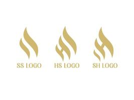 elegant logotyp, ss logotyp, hs logotyp, sh, logotyp, guld Färg vektor