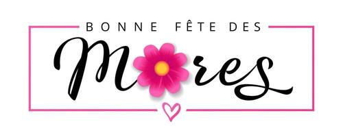 bonne fest des mers franska vykort för Lycklig mors dag. blommig design vektor