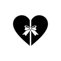 Herz Form, Liebe Symbol Symbol mit Band Silhouette, einfach und eben Stil, können verwenden zum Logo Gramm, Kunst Illustration, Dekoration, aufwendig, Apps, Piktogramm, Valentinstag Tag, oder Grafik Design Element vektor