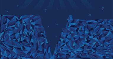 abstrakt geometrisch Dreieck Formen Mariana Graben, dunkel Blau Wasser Silhouette Mariana Graben, unter Wasser Meer Illustration vektor