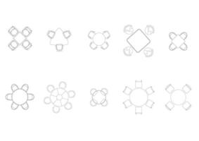 möbel ikon interiör planen se topp uppsättning. arkitektur hus tabell linje Hem översikt lägenhet samling isolerat layout design projekt plan. vektor