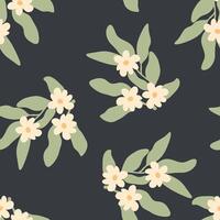 hand dragen sömlös mönster med blommor och löv. perfekt skriva ut för tee, papper, textil- och tyg. klotter illustration. vektor