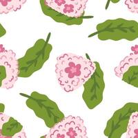 Rosa Sakura Blumen Onigiri Reis Bälle nahtlos Muster. Beliebt japanisch Essen drucken zum Papier, Textil, Stoff, Speisekarte und Schreibwaren. Hand gezeichnet Illustration. vektor