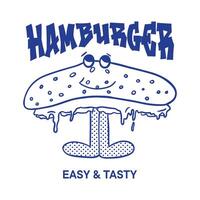 Hand gezeichnet Burger Karikatur retro Illustration vektor