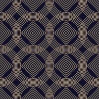 ein luxuriös nahtlos Muster im Blau und Gold, mit Kreise aufwendig geometrisch Formen und elegant Linien. perfekt zum Textil, Verpackung Papier, oder Hintergrund Designs vektor