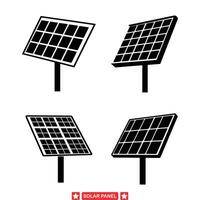 solljus omvandling array av sol- panel silhuetter idealisk för miljö- medvetenhet kampanjer och energi bevarande vektor