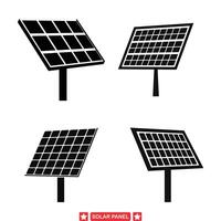 nachhaltig Leben vielfältig Solar- Panel Silhouette Designs Hervorheben sauber Energie Lösungen und Grün Technologie vektor