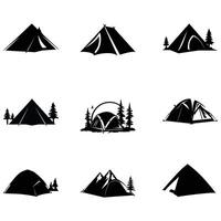 Camping das Wesentliche vielseitig Zelt Silhouetten zum Grafik Designer vektor