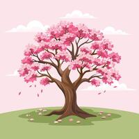skön körsbär blomma träd med rosa blommor. sakura illustration. vektor