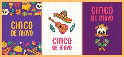 cinco de Mayo Plakate Sammlung, Gruß Karten, Banner, Hintergrund Satz, Drucke, Einladung Vorlagen, usw. eps 10 vektor